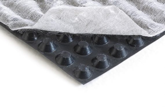 HDPE studded membrane, 8 mm thick, with one nonwoven textile