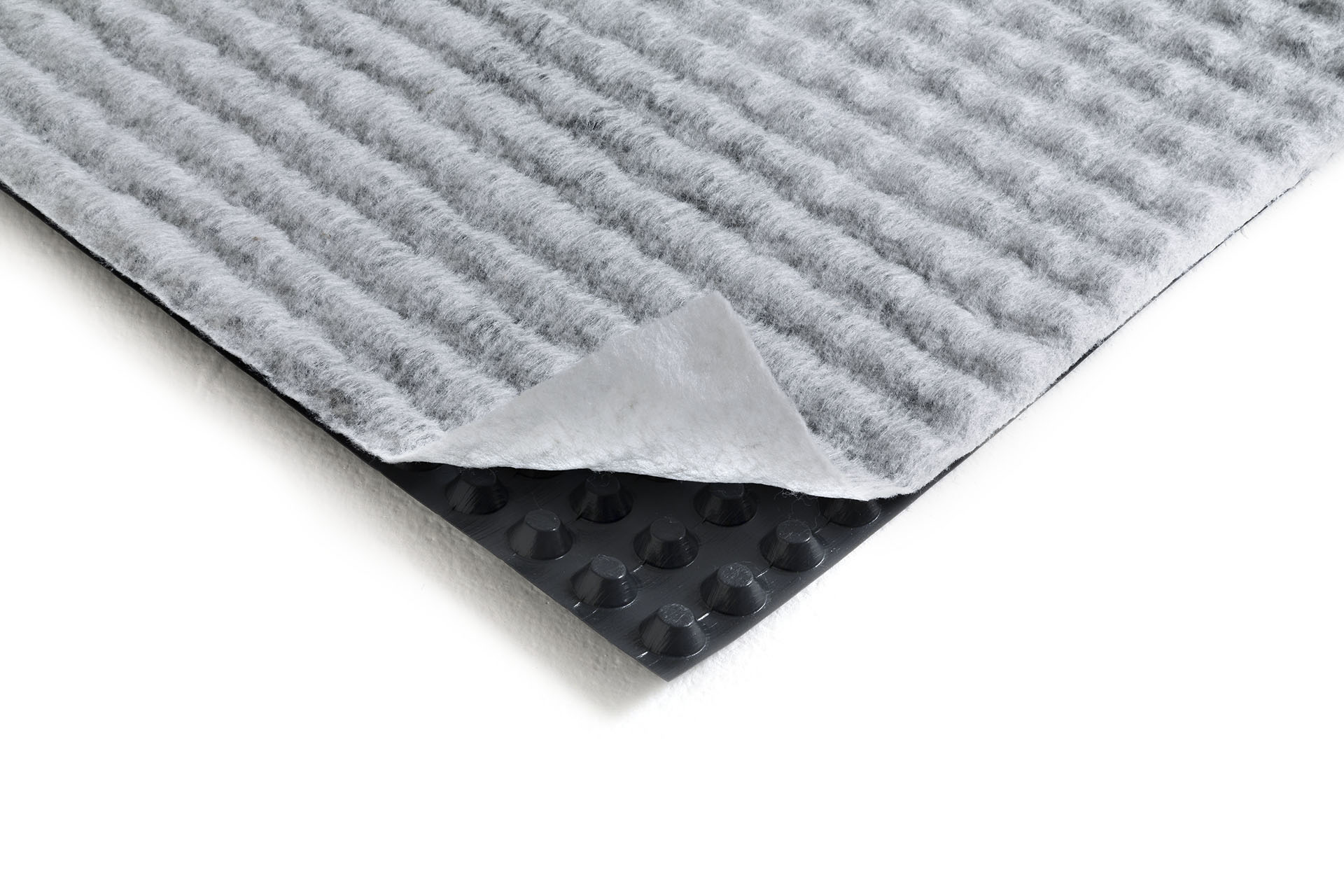 HDPE studded membrane, 8 mm thick, with one nonwoven textile