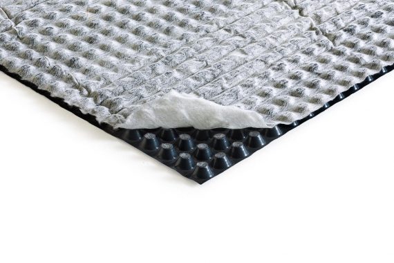 HDPE studded membrane, 20mm thick, with one nonwoven textile