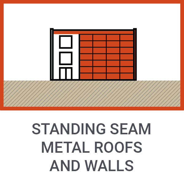 Standing seam metal roofs and walls