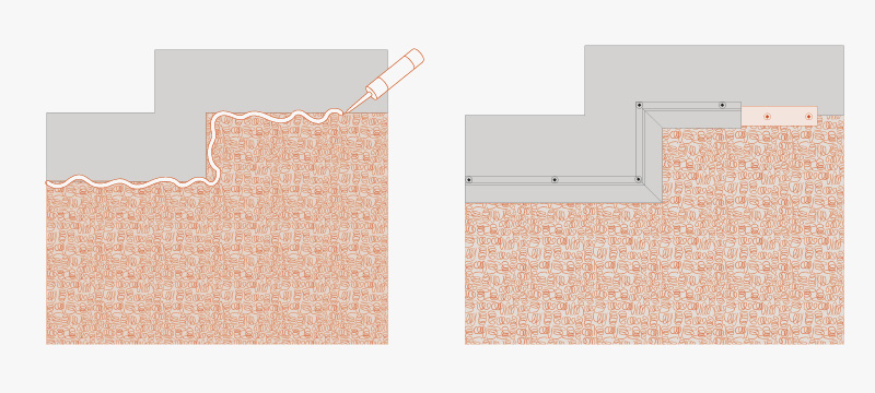 Laying TMD 1011: Change of level or areas where the smooth part has been trimmed 